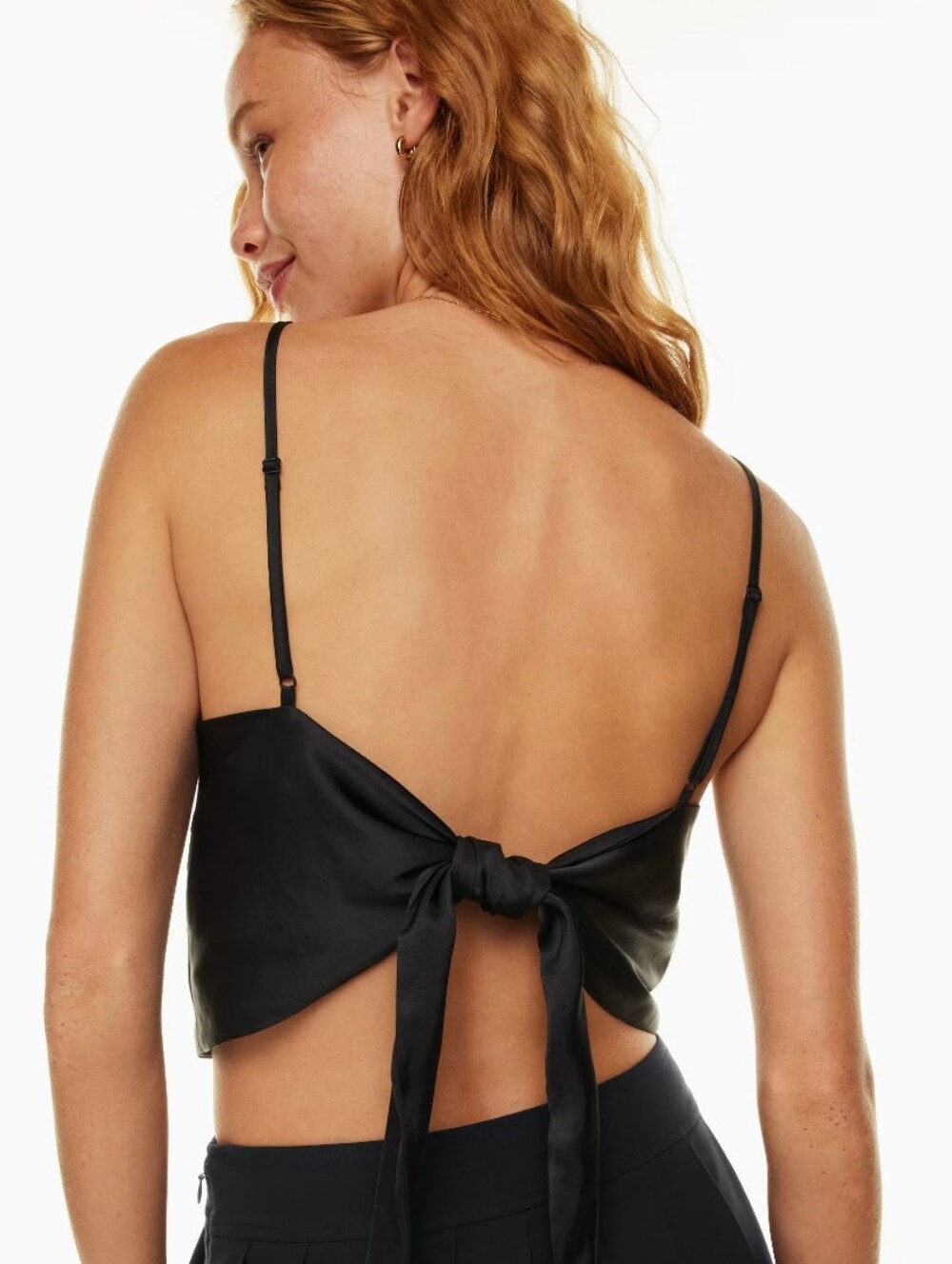 Aritzia | Satin Crop Top with Tie Back